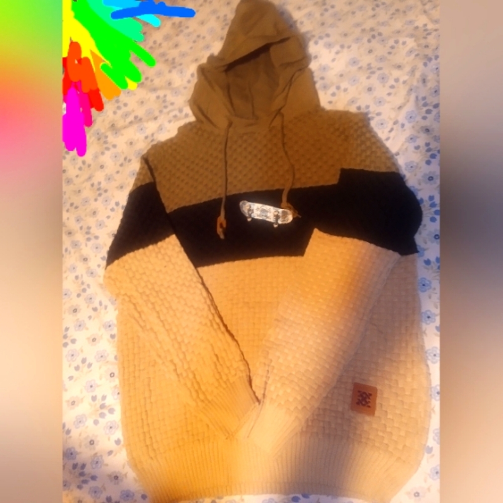 Men's Beige-Black-Brown-Hood-Sweater